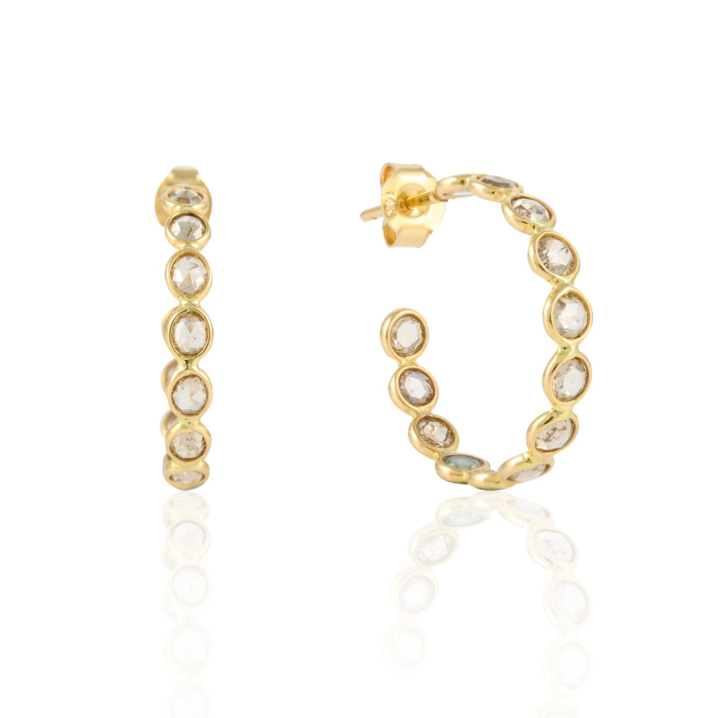 Rose Cut Diamond Hoops