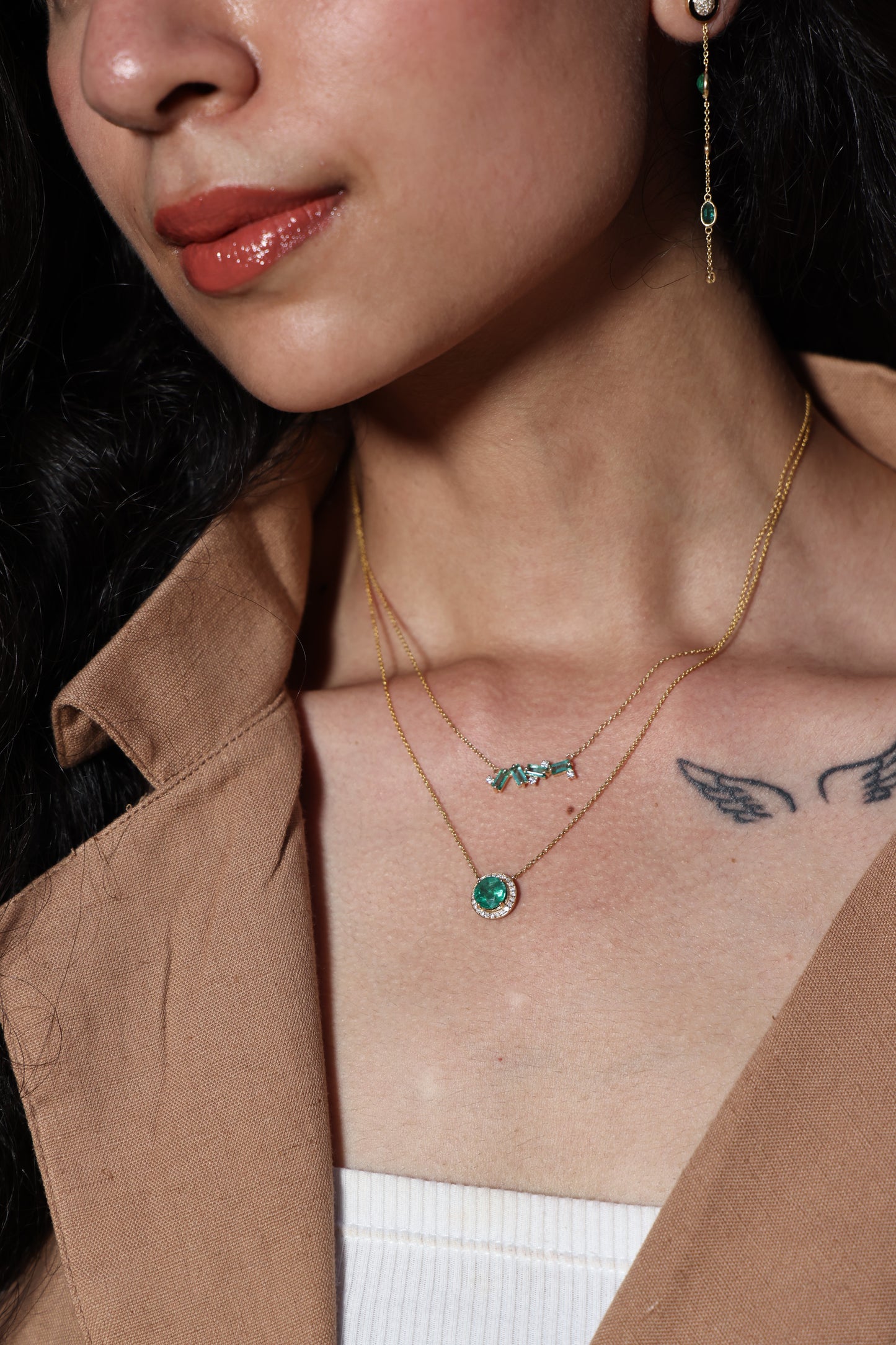 Asymmetric Emeralds Necklace