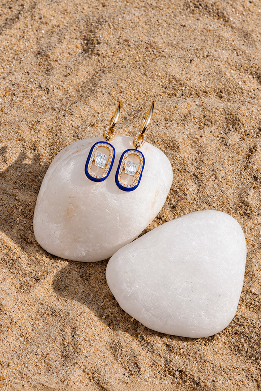 nero enamel and diamond earrings