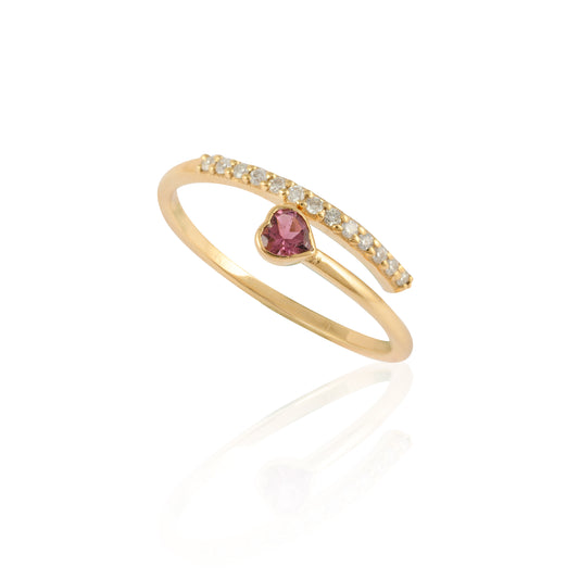 Tourmaline Heart with diamond pave ring