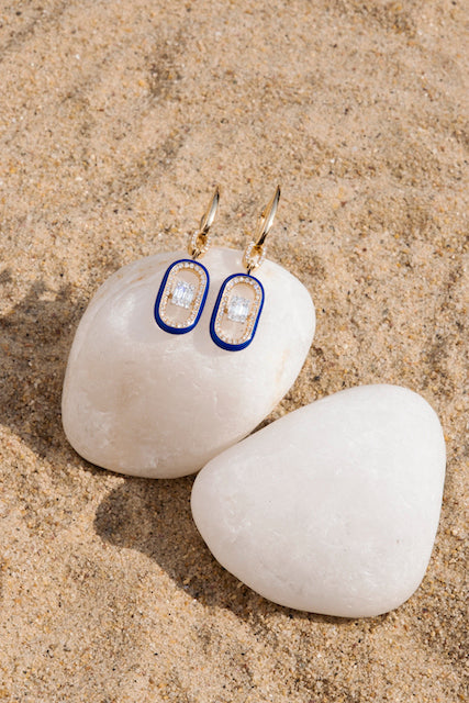 nero enamel and diamond earrings
