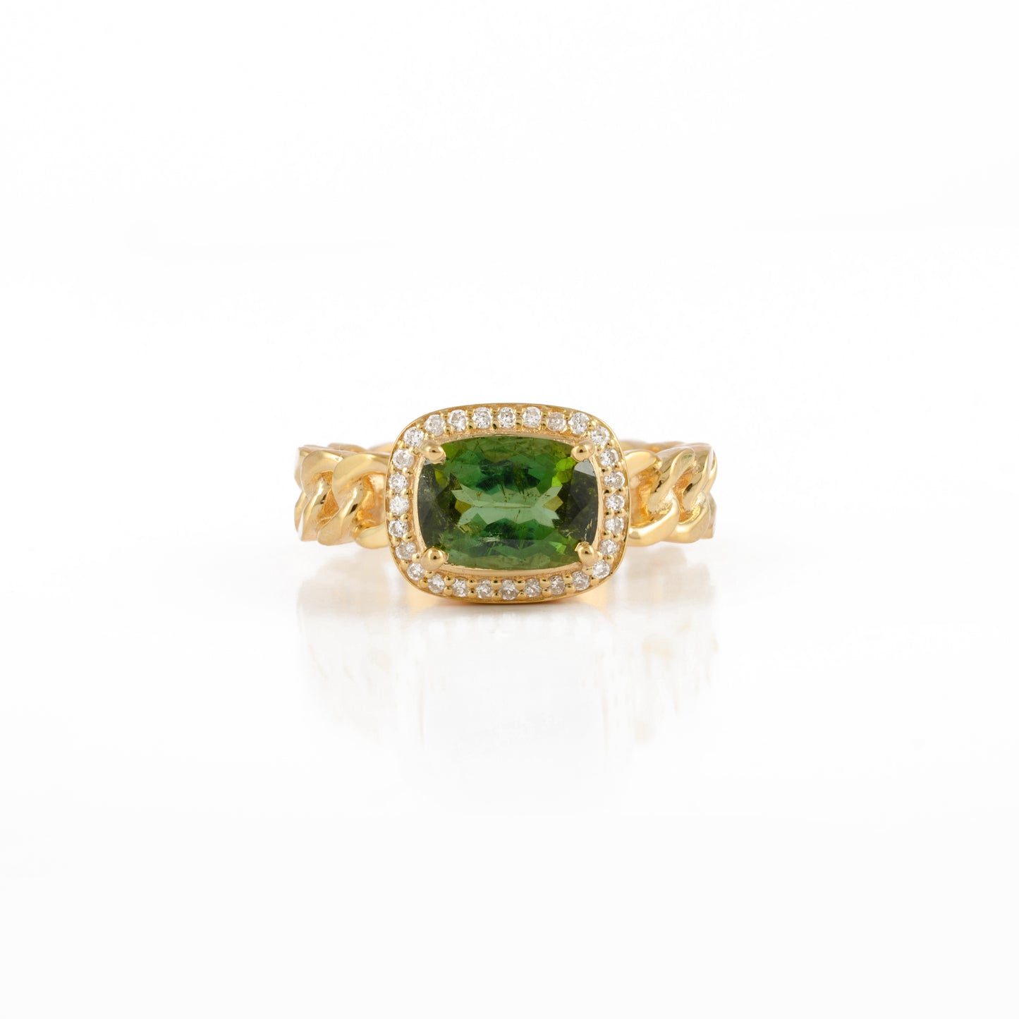 Tourmaline Ring with Chain Band