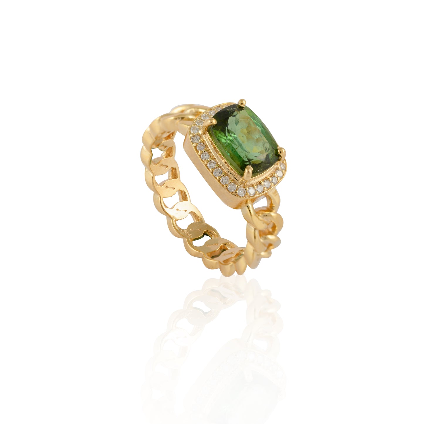 Tourmaline Ring with Chain Band