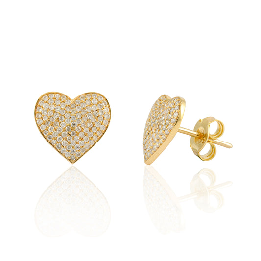 DIAMOND HEART STUD EARRINGS