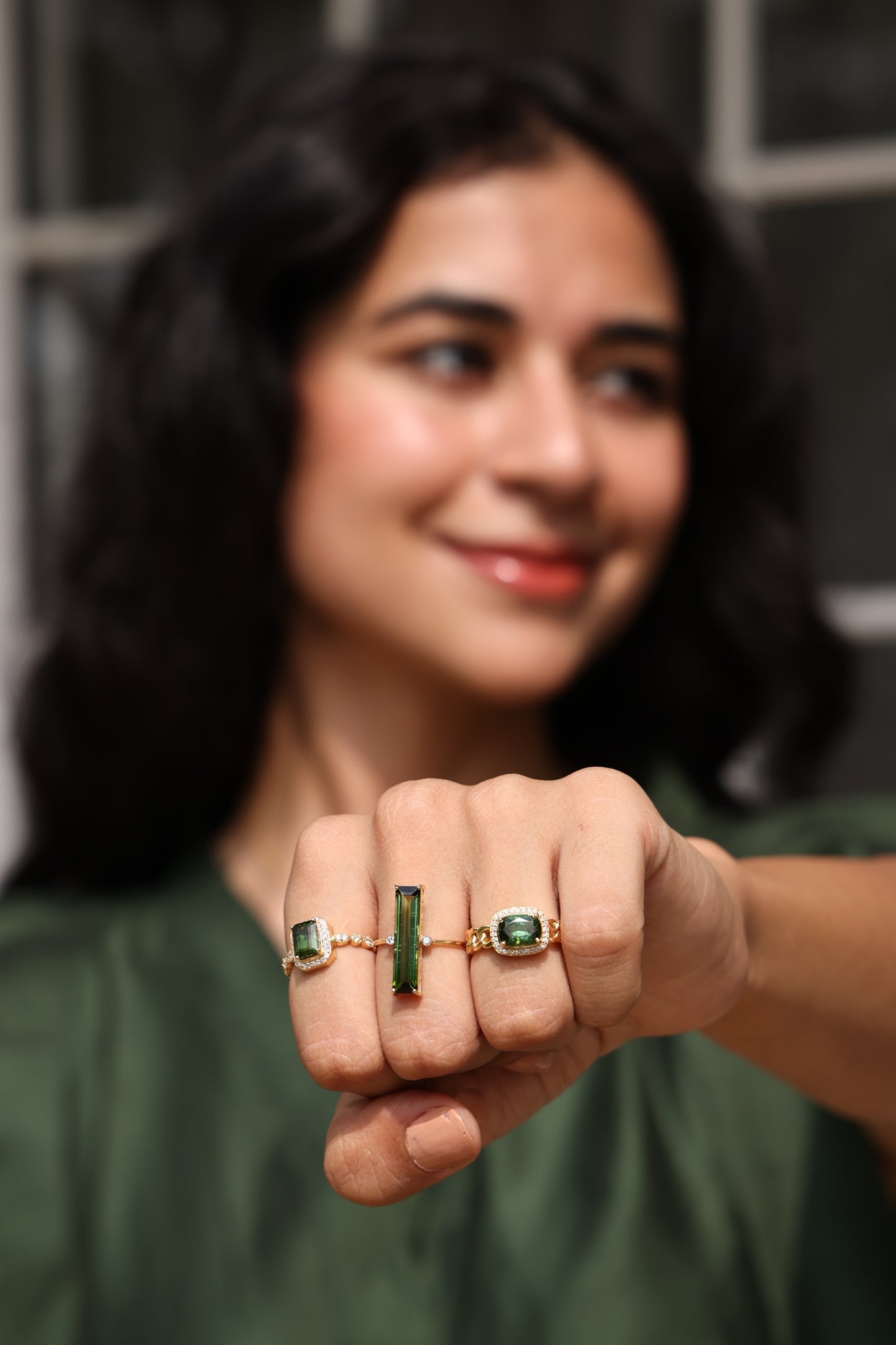 Tourmaline Ring with Chain Band