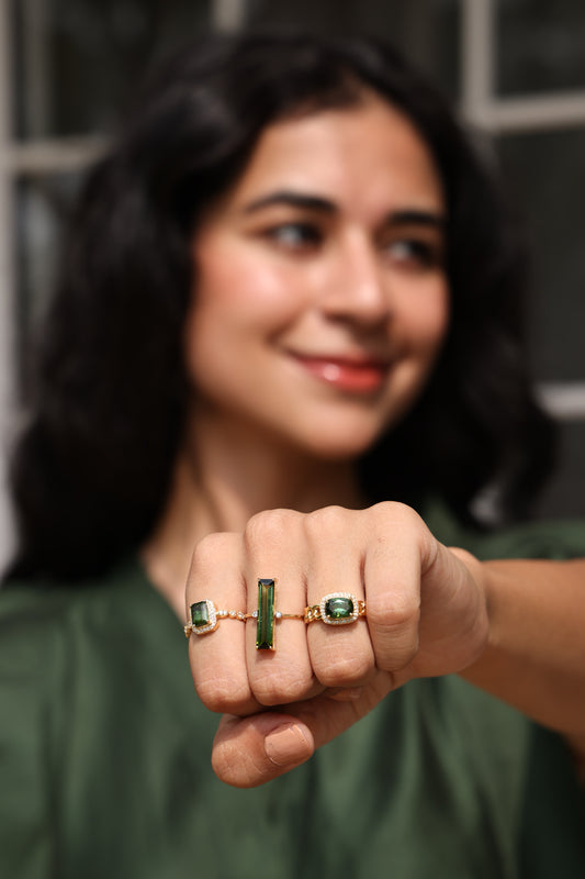 Tourmaline Ring with Chain Band
